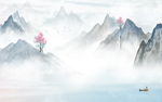 山水电视背景墙TIF分层画