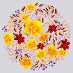 工笔花枝团花