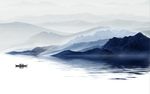 新中式抽象山水背景墙