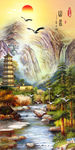 山水油画玄关背景