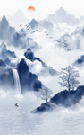 新中式玄关山水画