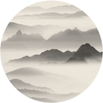 圆型新中式 水墨山水画