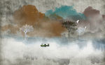 抽象水墨山水画