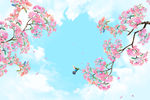 墙画工笔花鸟
