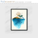 海豚湾水彩装饰画