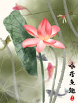 手绘水彩荷花