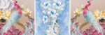 立体花瓶浮雕孔雀三联画装饰画