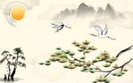 新中式松鹤延年背景墙