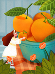 手绘水果橙