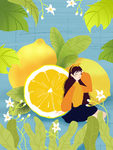 手绘水果柠檬