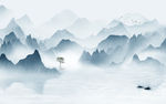 简约风景山水画 TIF分层