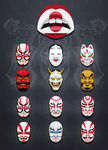 矢量日本传统戏剧面具