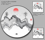 圆形玄关水墨画画