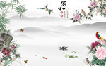 家和荷花水墨画 TIF分层