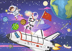 卡通儿童房太空探险宇航员背景墙