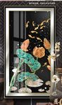 荷花九鱼荷叶珐琅彩国潮装饰画