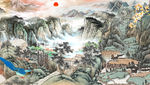 国画山水背景墙