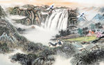 山水国画背景墙