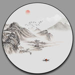 圆形山水画 禅意山水画