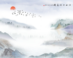 新中式山水抽象背景墙