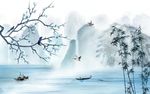 水墨新中式山水电视背景墙