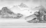 奢华山水背景墙画 TIF分层