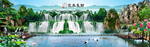 高清瀑布山水风景画流水生财背景