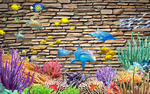 海底砖墙3D电视背景墙
