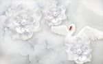 立体天鹅花朵钻石珍珠背景墙