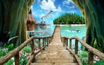 3D立体海景背景墙壁画