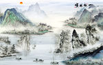 新中式风景新山水画 TIF分层