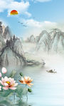 高档禅意山水画 TIF分层