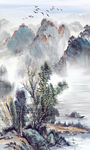 中式禅意山水画 TIF分层
