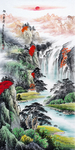 流水生财山水画