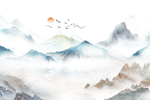 新中式山水抽象背景墙