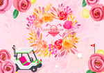 水彩绘春季玫瑰花风格高尔夫海报