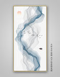 禅意抽象水墨山水画
