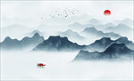 云雾山水画