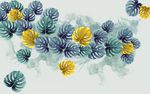 绿色叶子电视背景墙