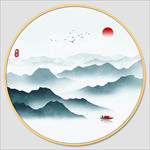 水墨圆形画