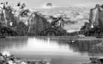 高山灰色山水画 TIF分层