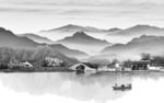 中式灰色山水画 TIF分层