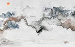 现代新款山水画 TIF分层