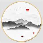 圆形水墨画