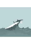 简约手绘鲸鱼飞跃海面图