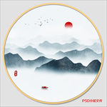 圆形水墨画