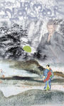 数码印花 花朵 水墨花 老年女