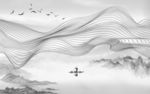 线条中式新山水画 tif分层