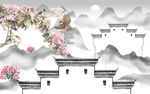 中式花鸟背景墙