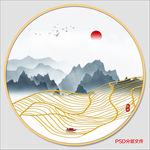 圆形山水画